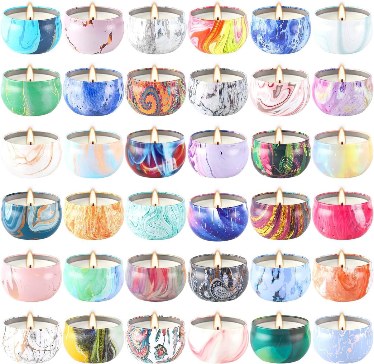Scented Candle Gift Set - 36 Travel Tins, Assorted Scents