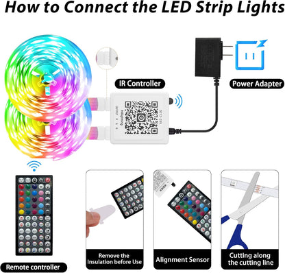 300Ft LED Strip Lights - Music Sync, App & Remote Control