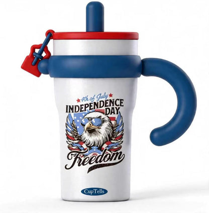 32Oz Insulated Tumbler with Handle & Straw - Bald Eagle