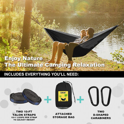 Double Camping Hammock - Portable with Straps