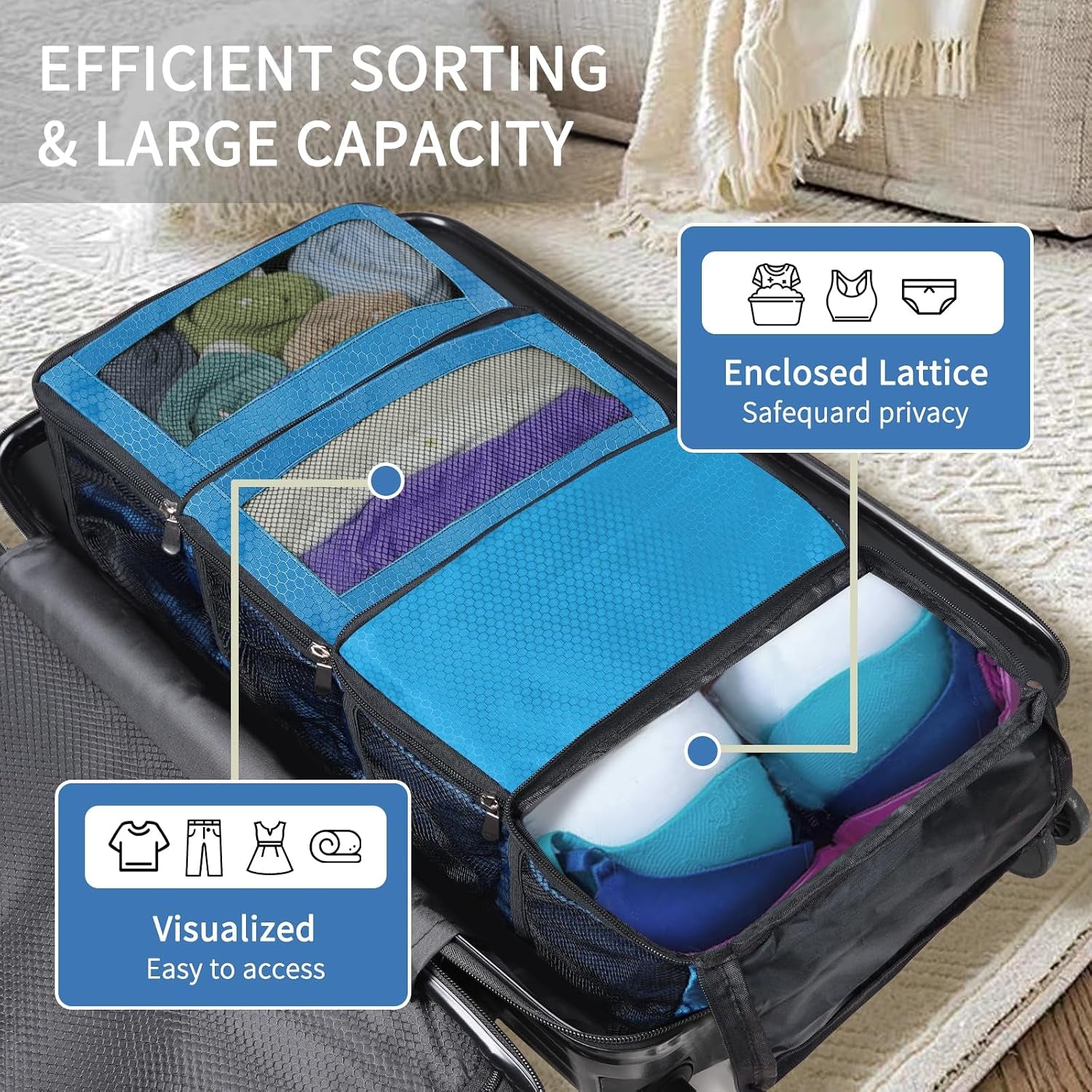 Hanging Travel Organizer - Shelf-Style Suitcase Packing Cube