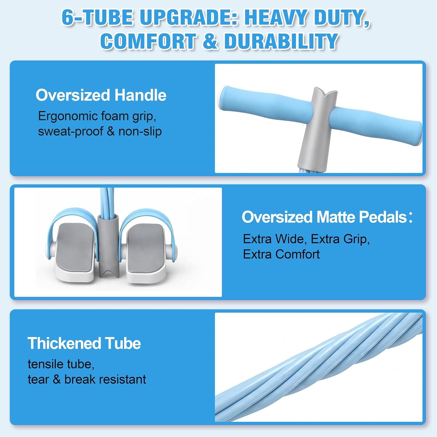 Foot Pedal Resistance Band - 6-Tube Core & Leg Trainer