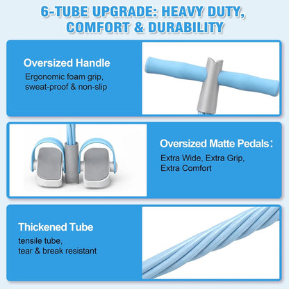 Foot Pedal Resistance Band - 6-Tube Core & Leg Trainer