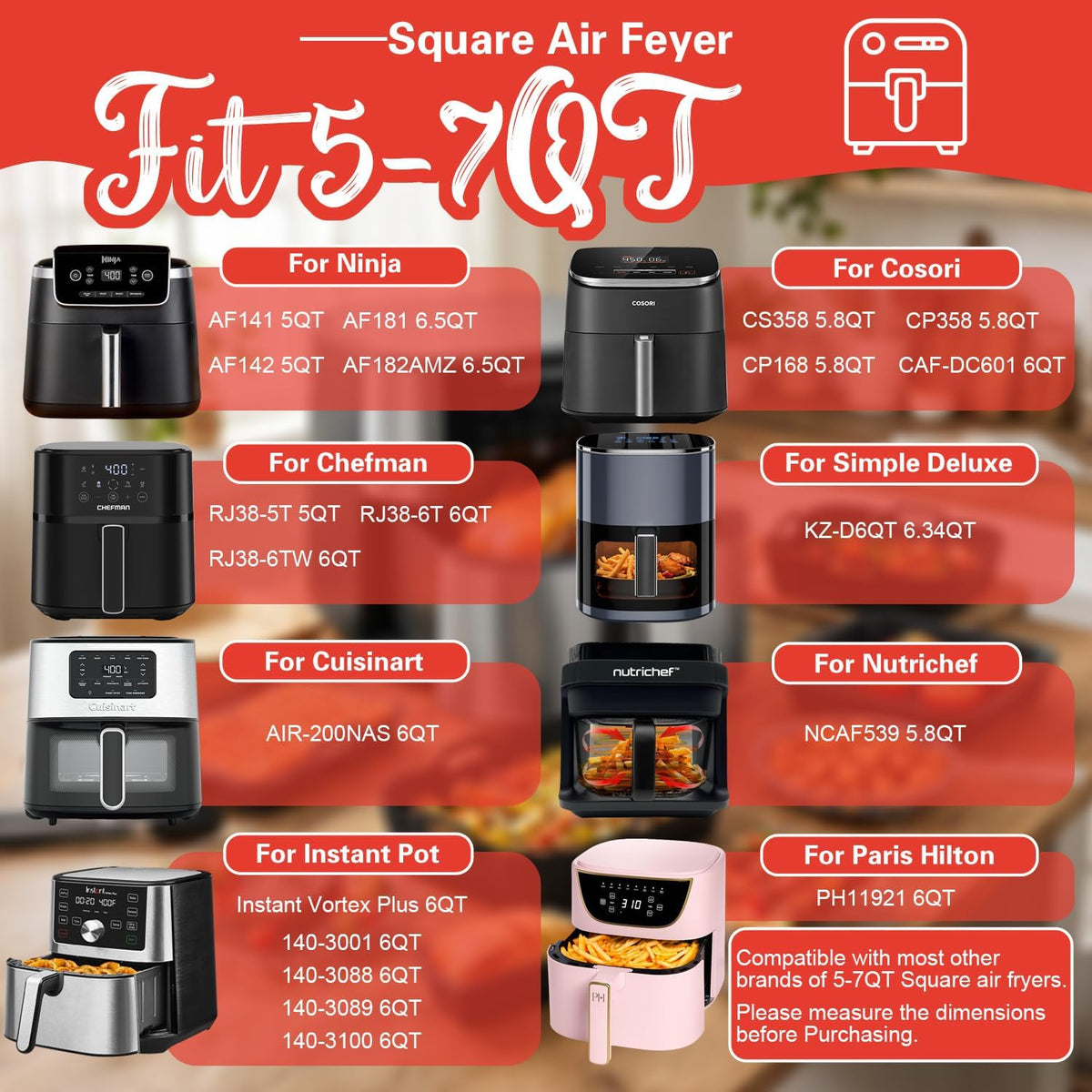 Air Fryer Accessory Set - Fits Cosori, Ninja & Chefman