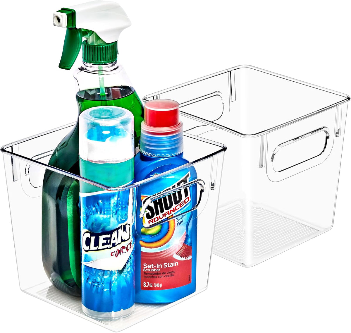 Clear Storage Bins with Handles - Pantry & Fridge (2 Pack)