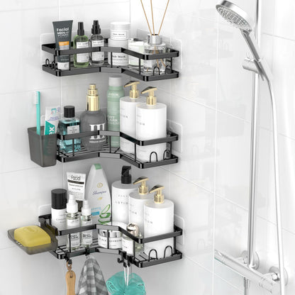 Adhesive Corner Shower Shelves - Rustproof Steel (3 Pack)