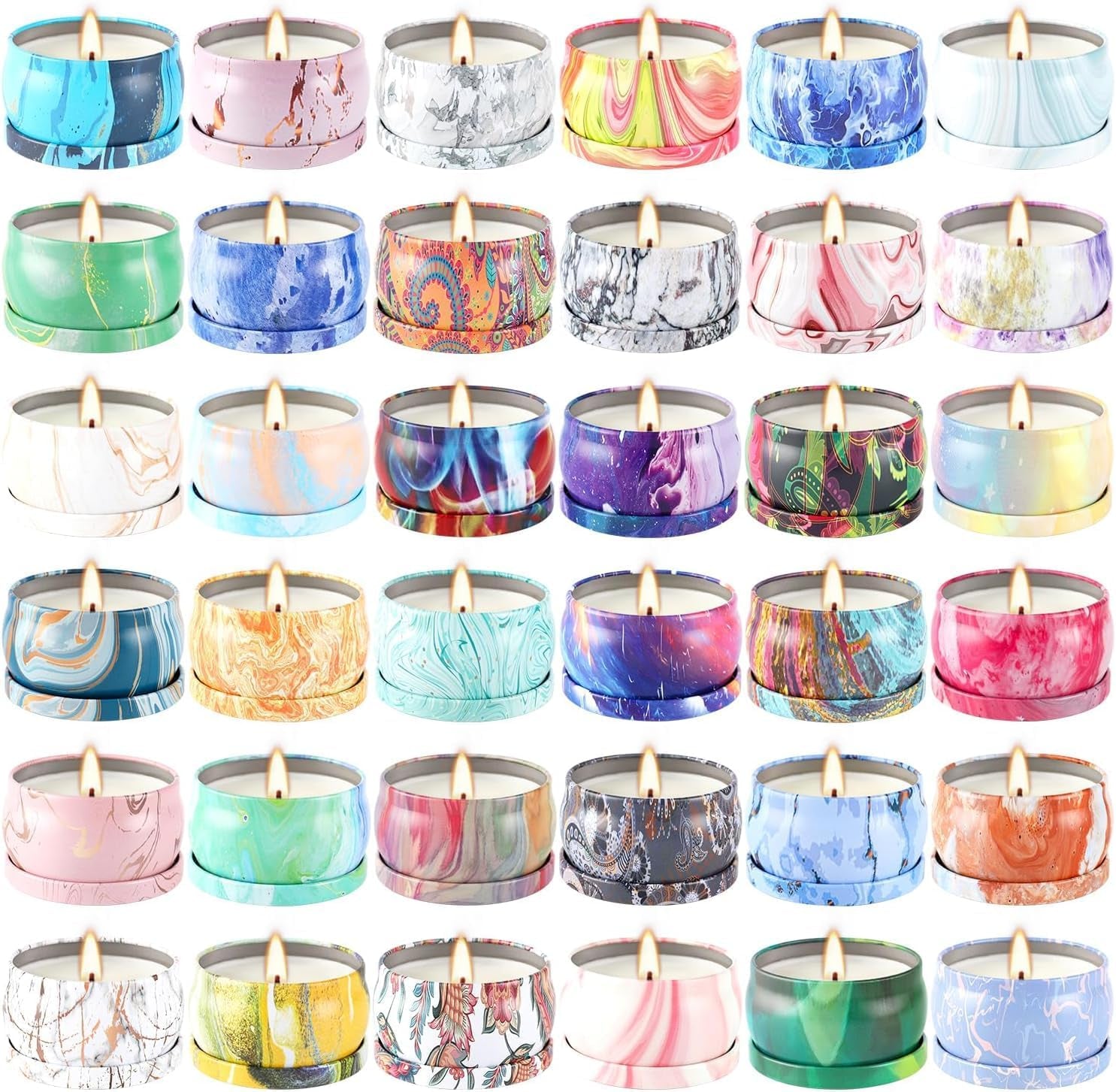 Scented Candle Gift Set - 36 Travel Tins, Assorted Scents