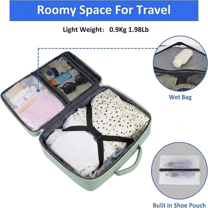 40L Carry-On Travel Backpack - Shoe Pouch, Green Beige