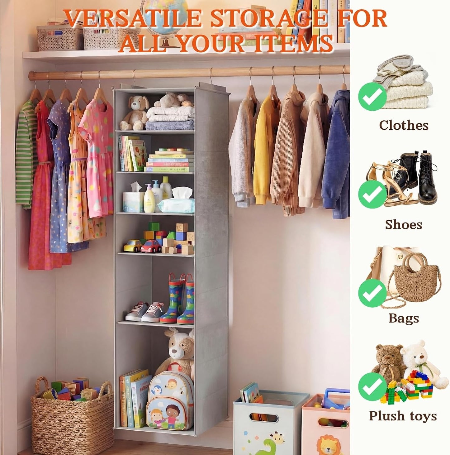 8-Tier Hanging Shoe Organizer - Adjustable Closet Rack