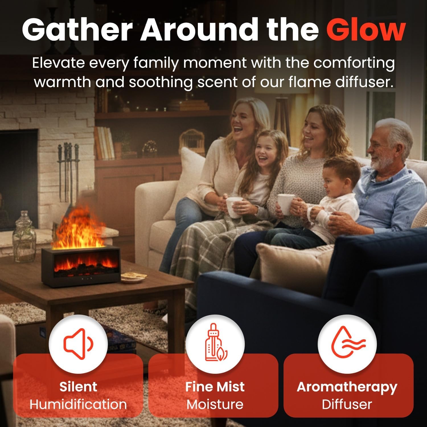 Flame Effect Aroma Diffuser - 7-Color Ultrasonic Humidifier