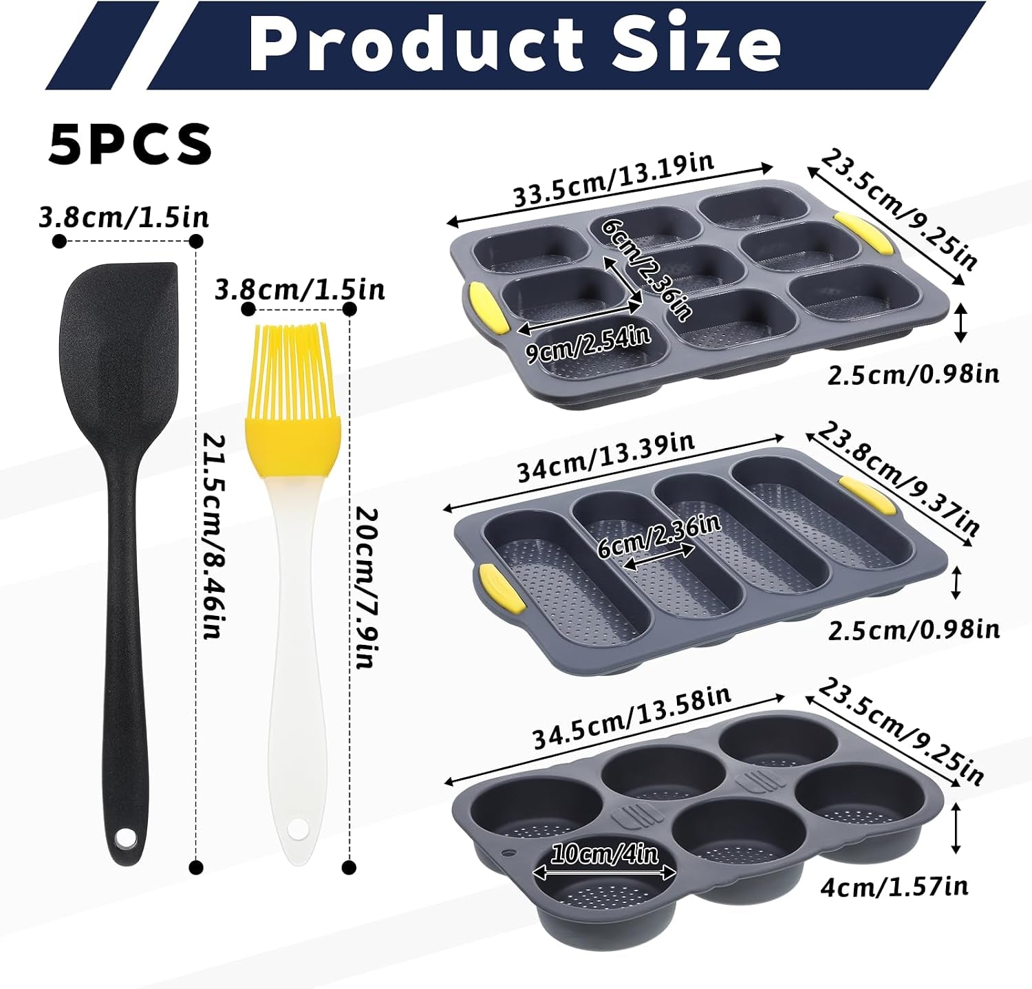 Hamburger & Hot Dog Bun Molds - Set of 5 with Spatula