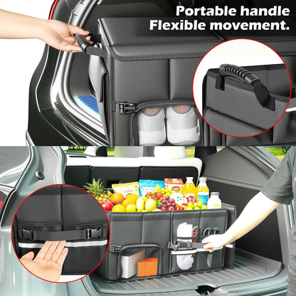Leather Trunk Organizer XL - 35.5In Collapsible Cargo Box