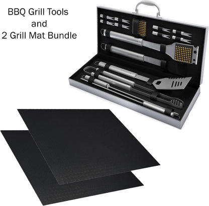 18-Piece BBQ Grill Set with Aluminum Case & Mats