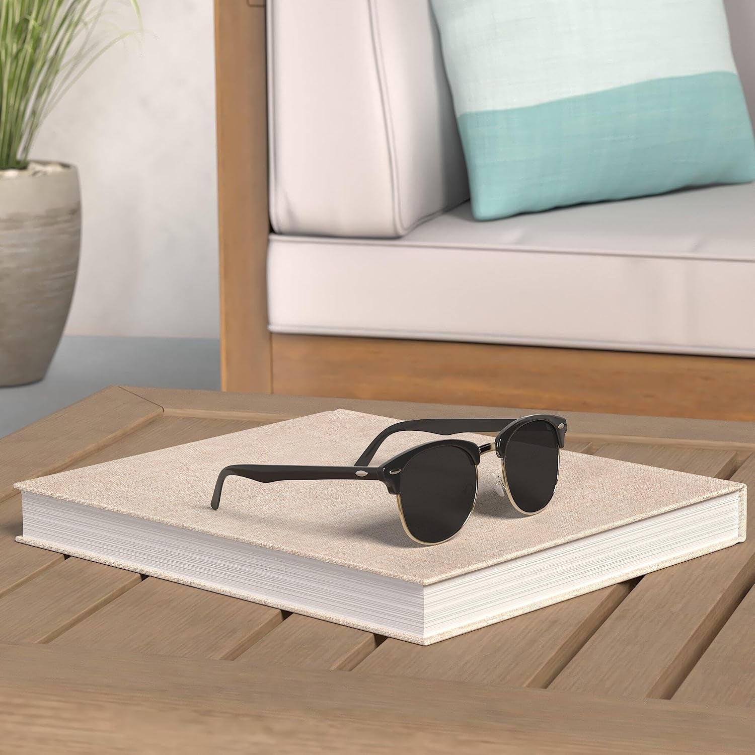 Semi-Rimless Retro Polarized Sunglasses - UV400
