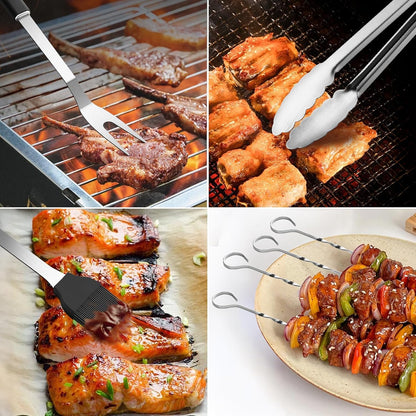 Stainless Steel Grill Tool Set - Outdoor BBQ Utensils