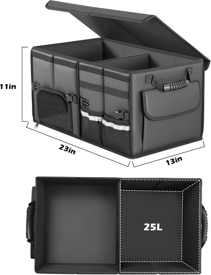 Leather Trunk Organizer - Collapsible Cargo Storage Box