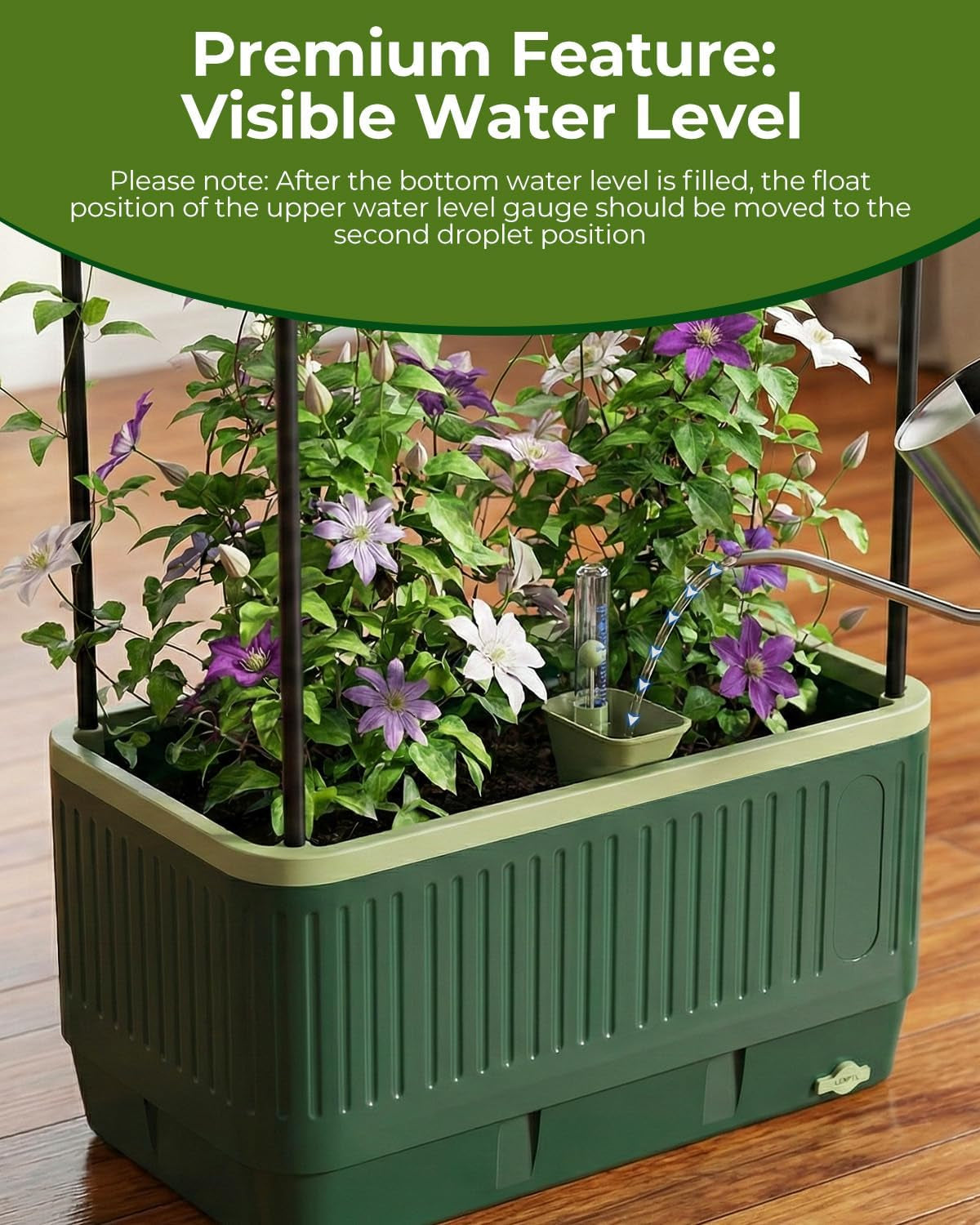 Self-Watering Planter Box with Climbing Trellis