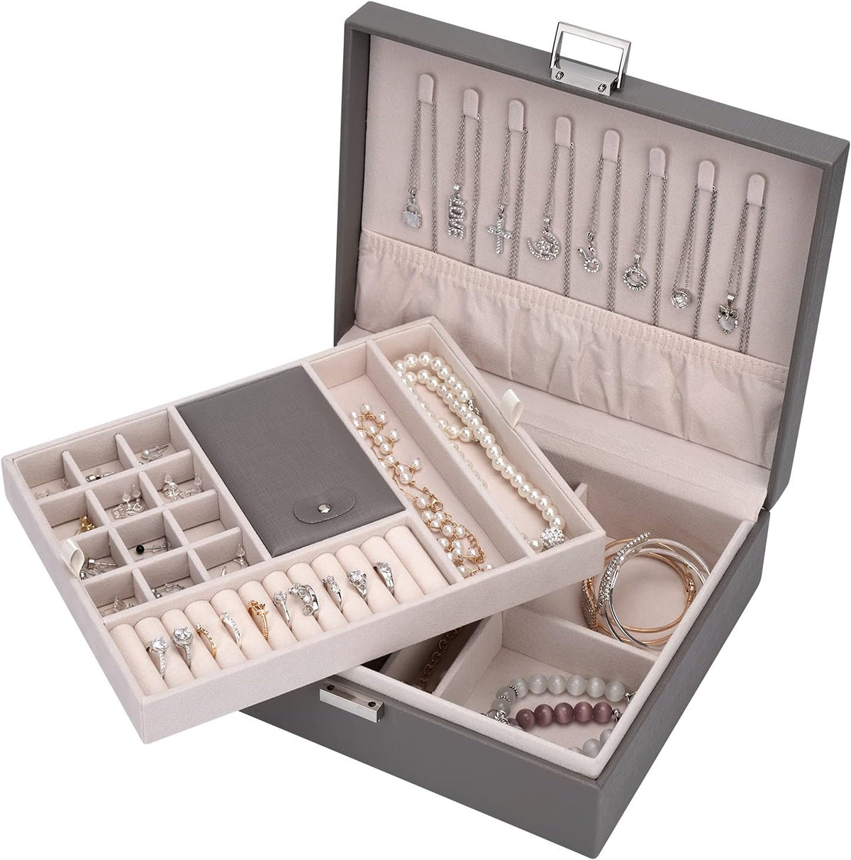 Travel Jewelry Organizer Case - Compact with Compartments