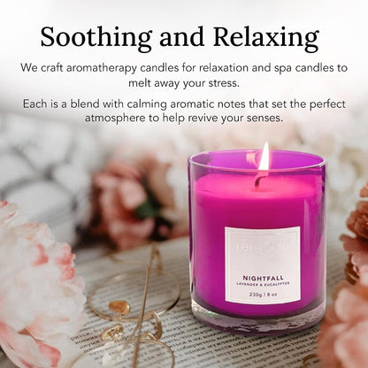 Lavender & Eucalyptus Soy Candle - 8Oz Glass Jar