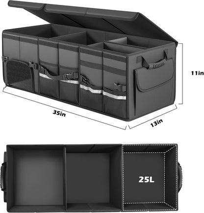 Leather Trunk Organizer XL - 35.5In Collapsible Cargo Box