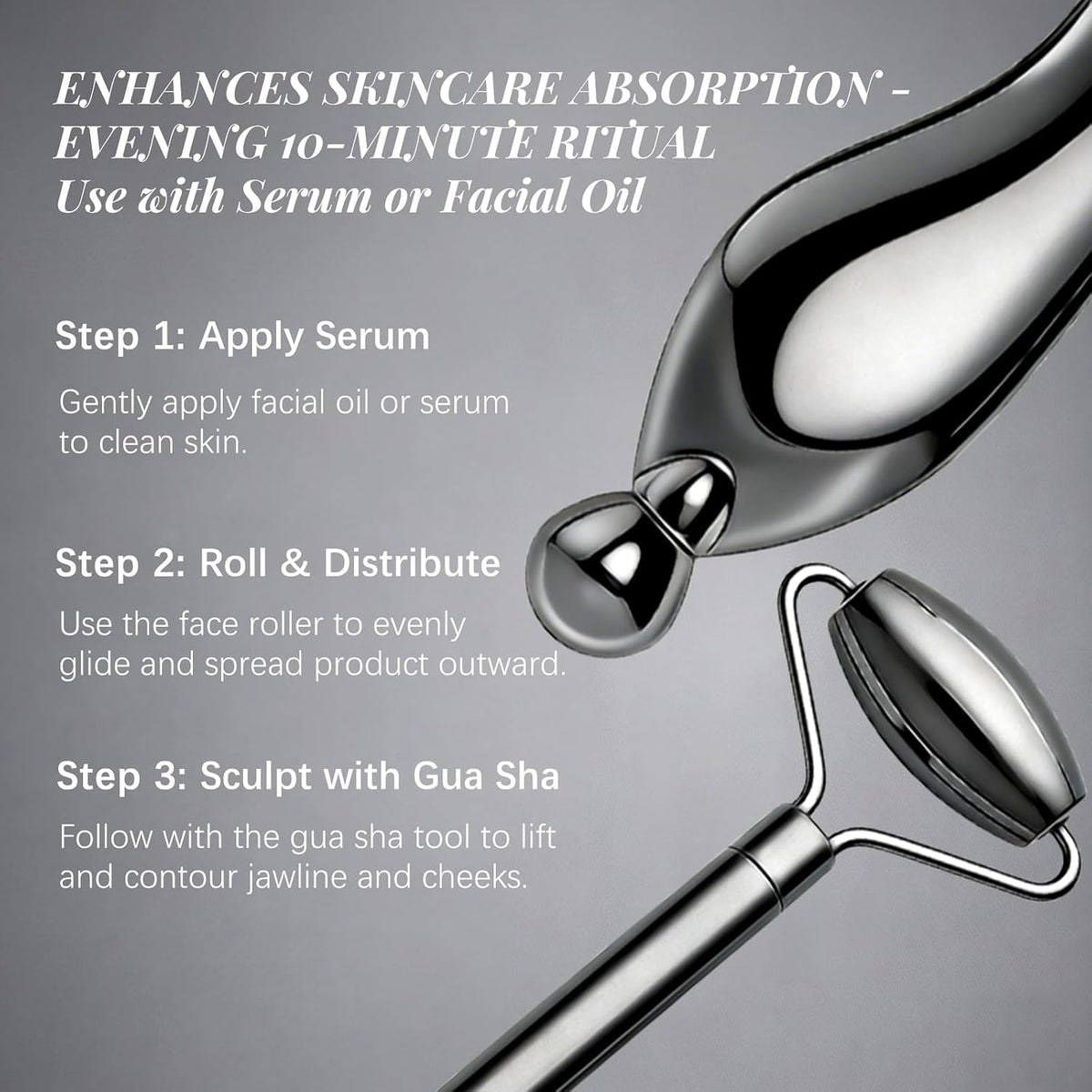 Steel Face Roller & Gua Sha Set - Lymphatic Drainage Duo