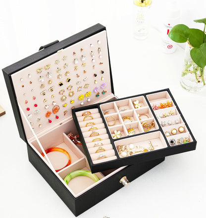 Stud Earring Organizer Box - Holds 100+ Pairs, Black