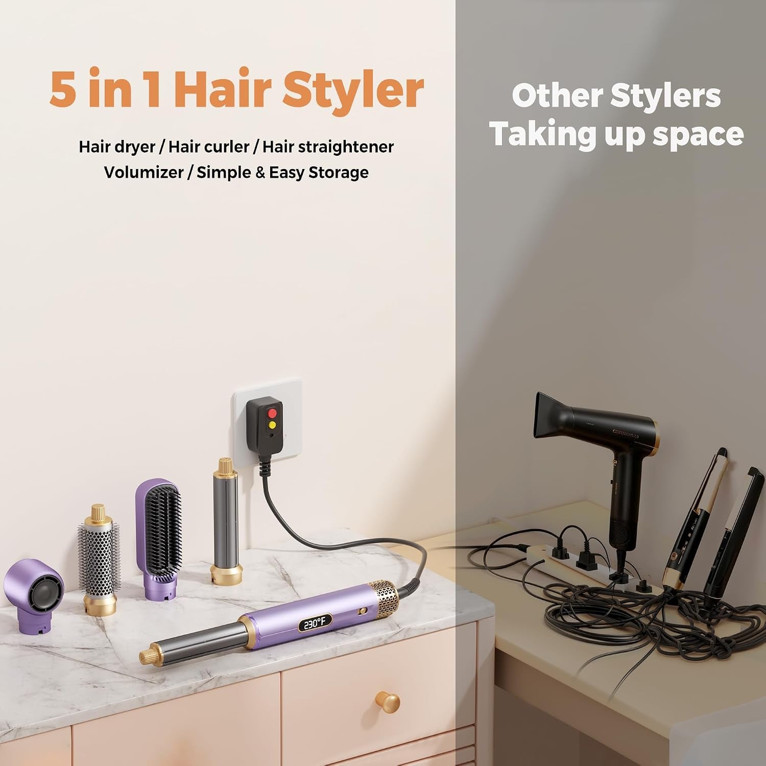 5-In-1 Blow Dryer Brush with LCD Display - Ionic Styler
