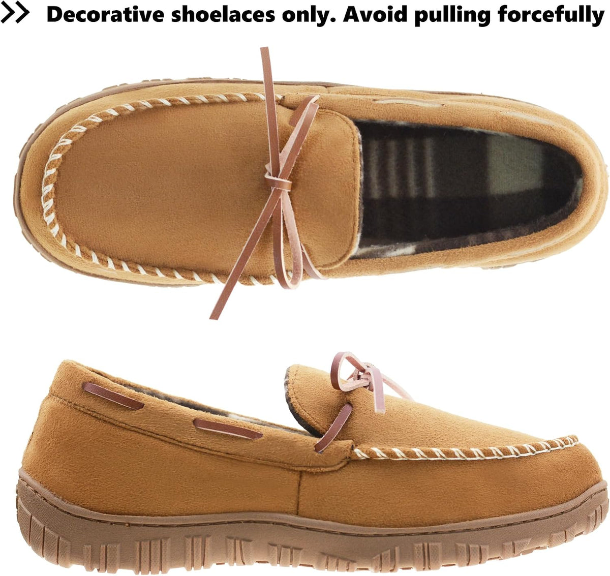 Mens Moccasin Slippers - Memory Foam, Indoor/Outdoor