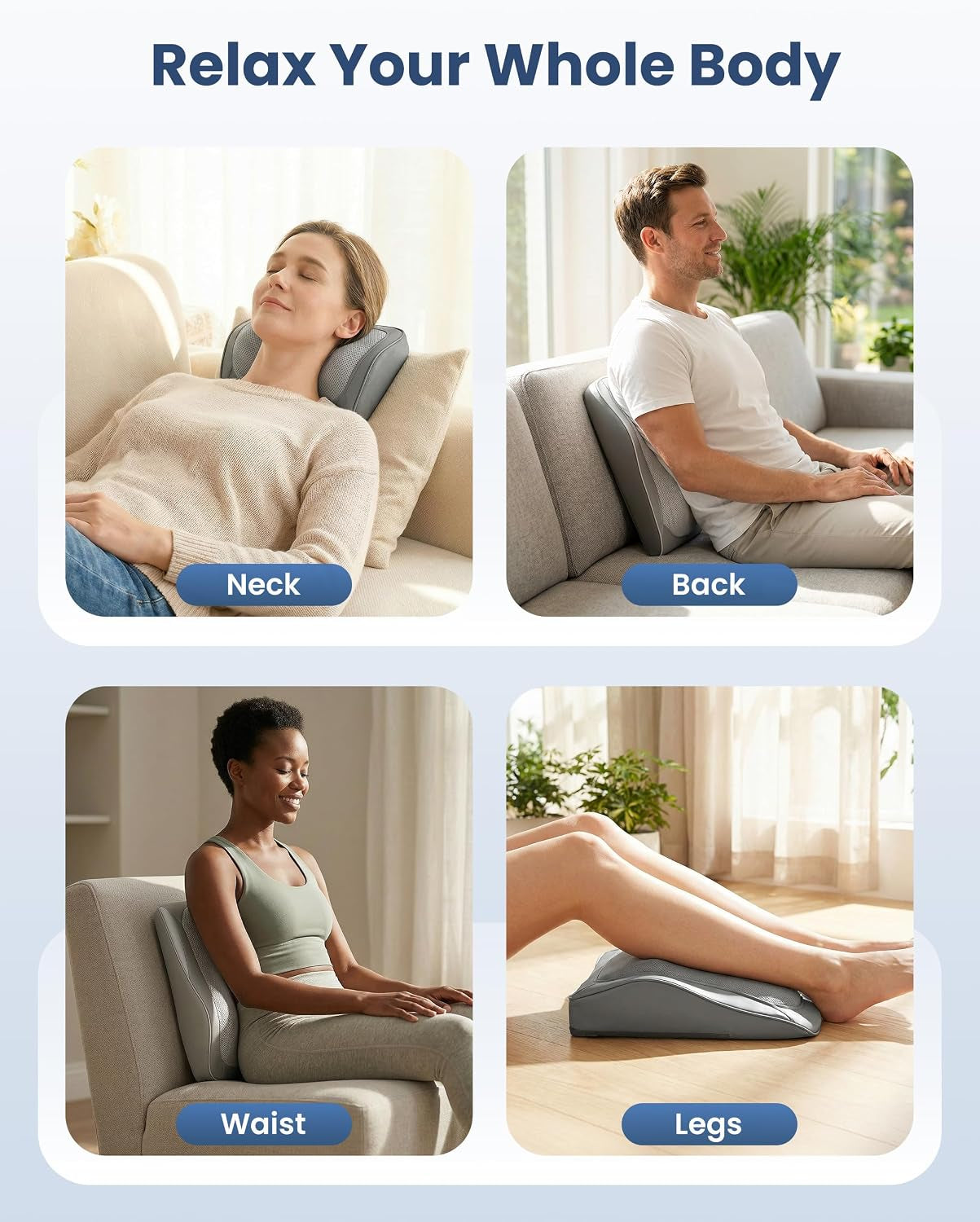 Shiatsu Back Massager with Heat & Vibration - Portable