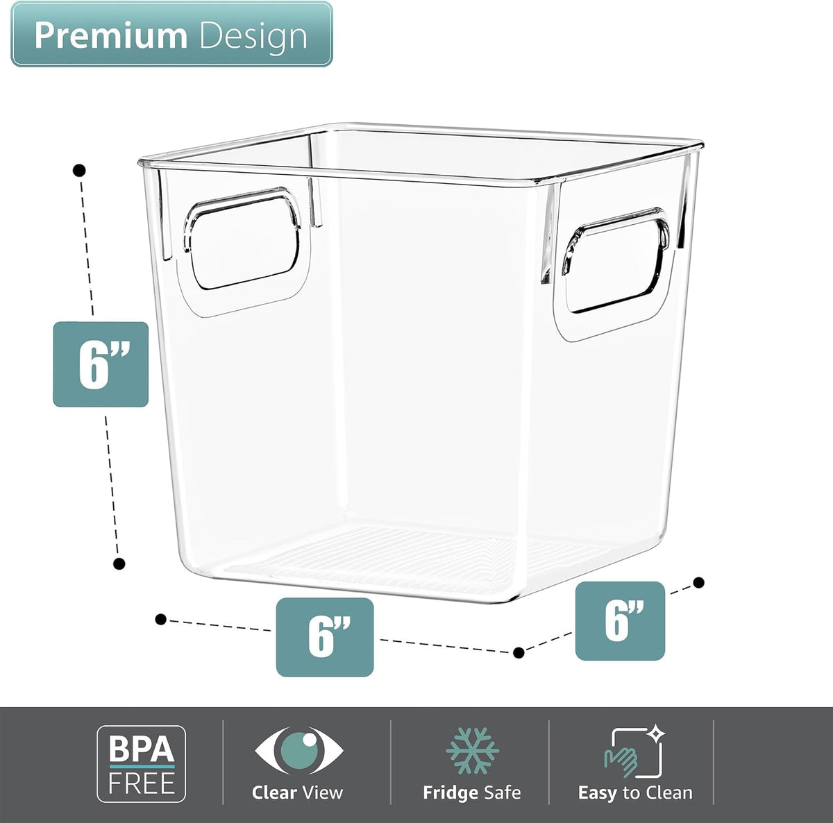 Clear Storage Bins with Handles - Pantry & Fridge (2 Pack)