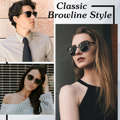 Semi-Rimless Retro Polarized Sunglasses - UV400