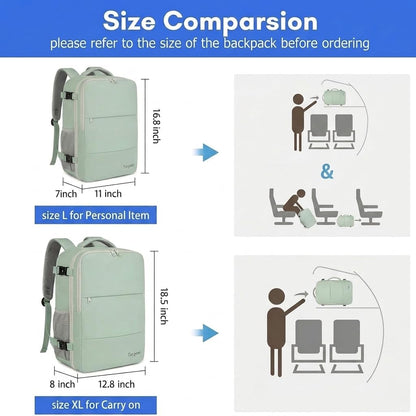 40L Carry-On Travel Backpack - Shoe Pouch, Green Beige