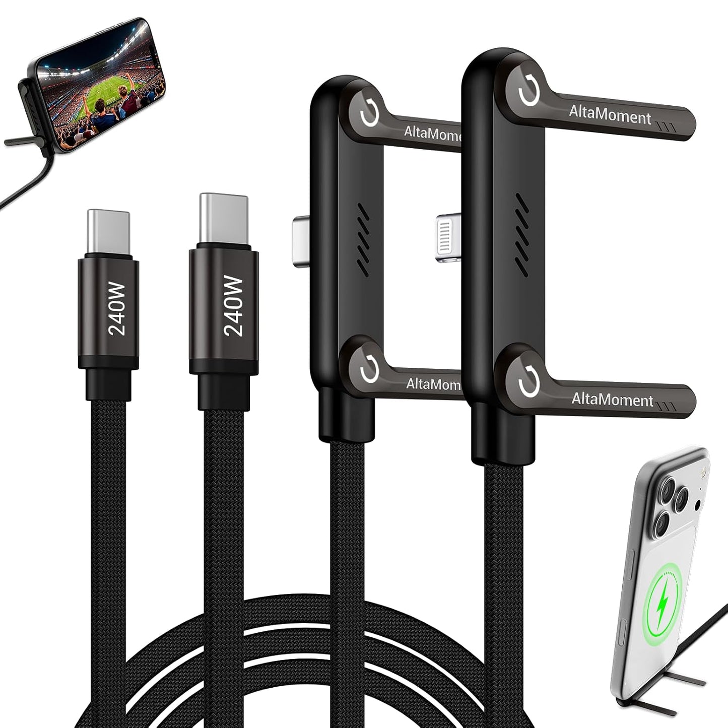 2-In-1 Charging Cable & 360 Phone Stand - 240W Fast Charge