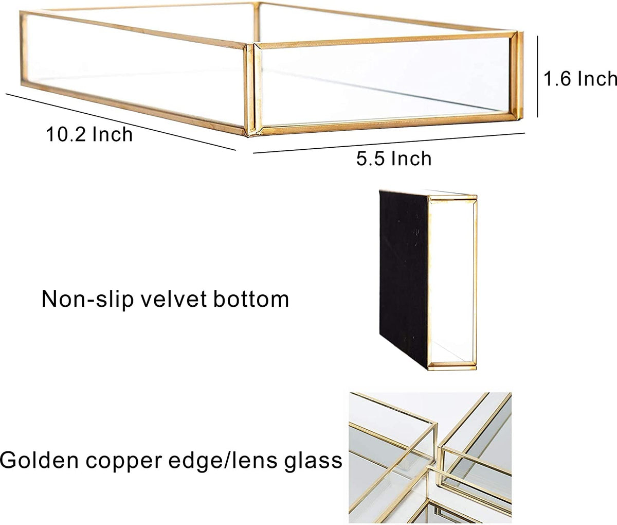 Gold Mirror Vanity Tray - Perfume & Jewelry Display
