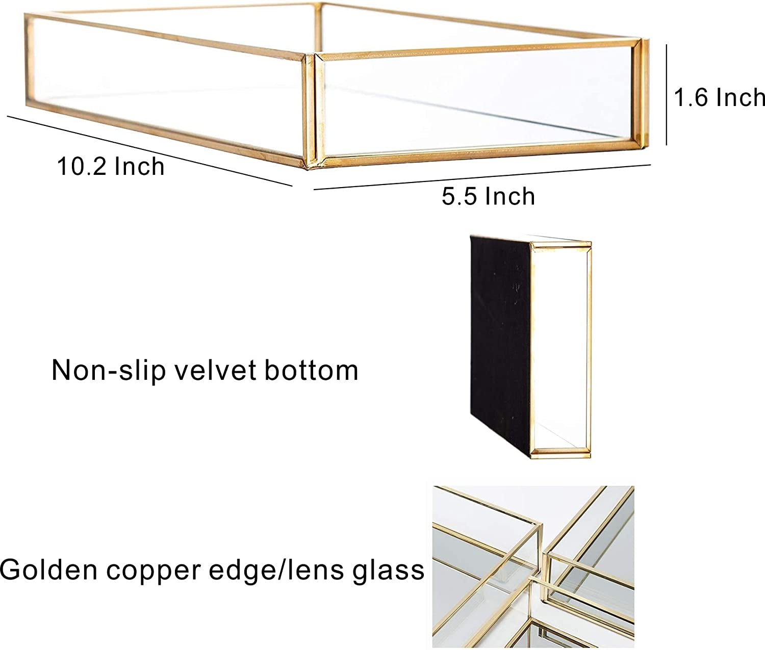 Gold Mirror Vanity Tray - Perfume & Jewelry Display
