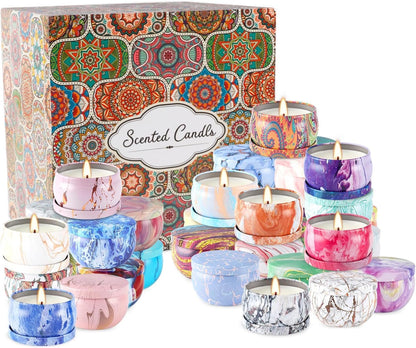 Scented Candle Gift Set - 36 Travel Tins, Assorted Scents
