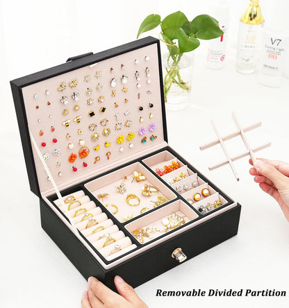 Stud Earring Organizer Box - Holds 100+ Pairs, Black