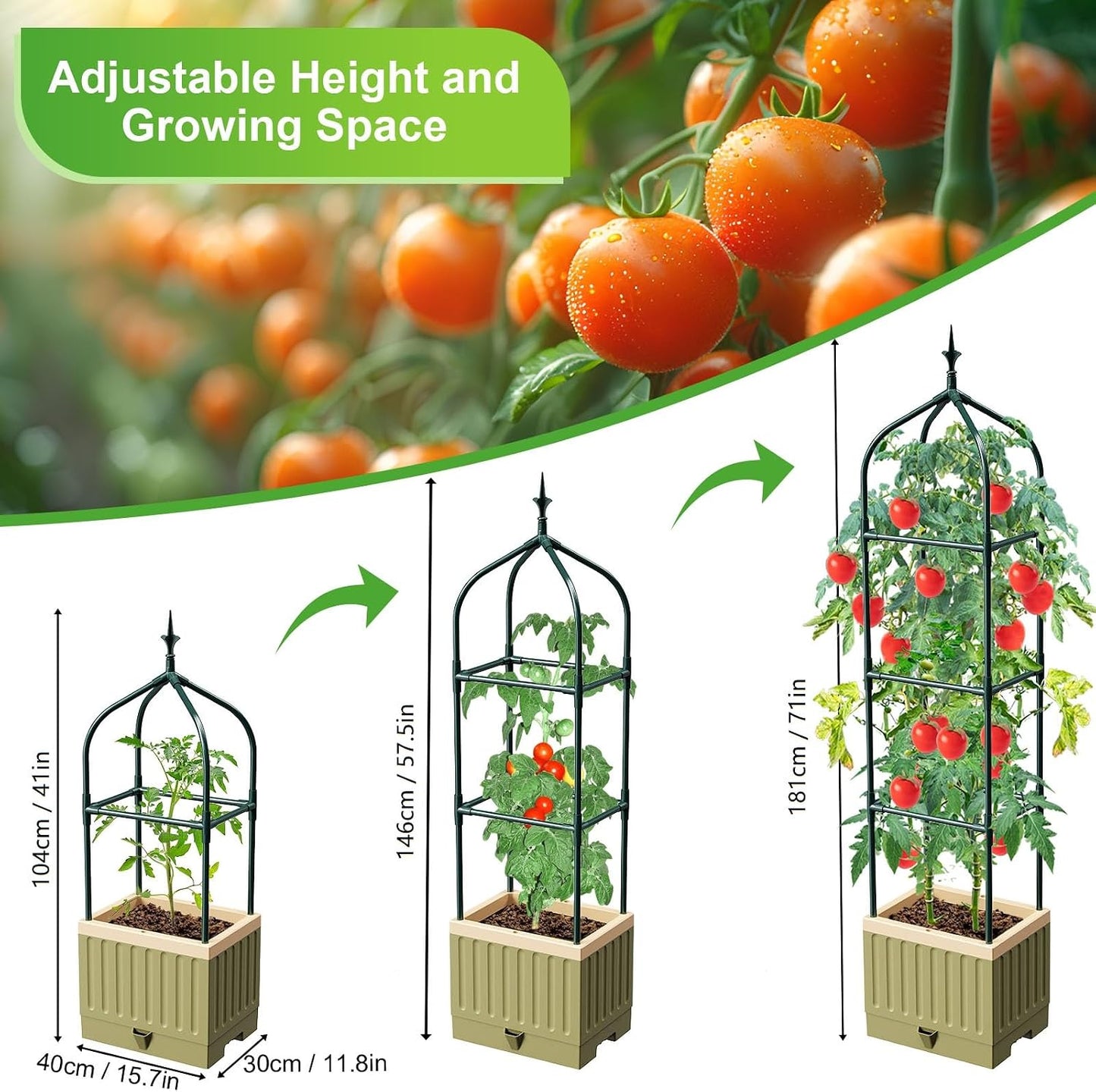 Self-Watering Tomato Planter with 71In Trellis