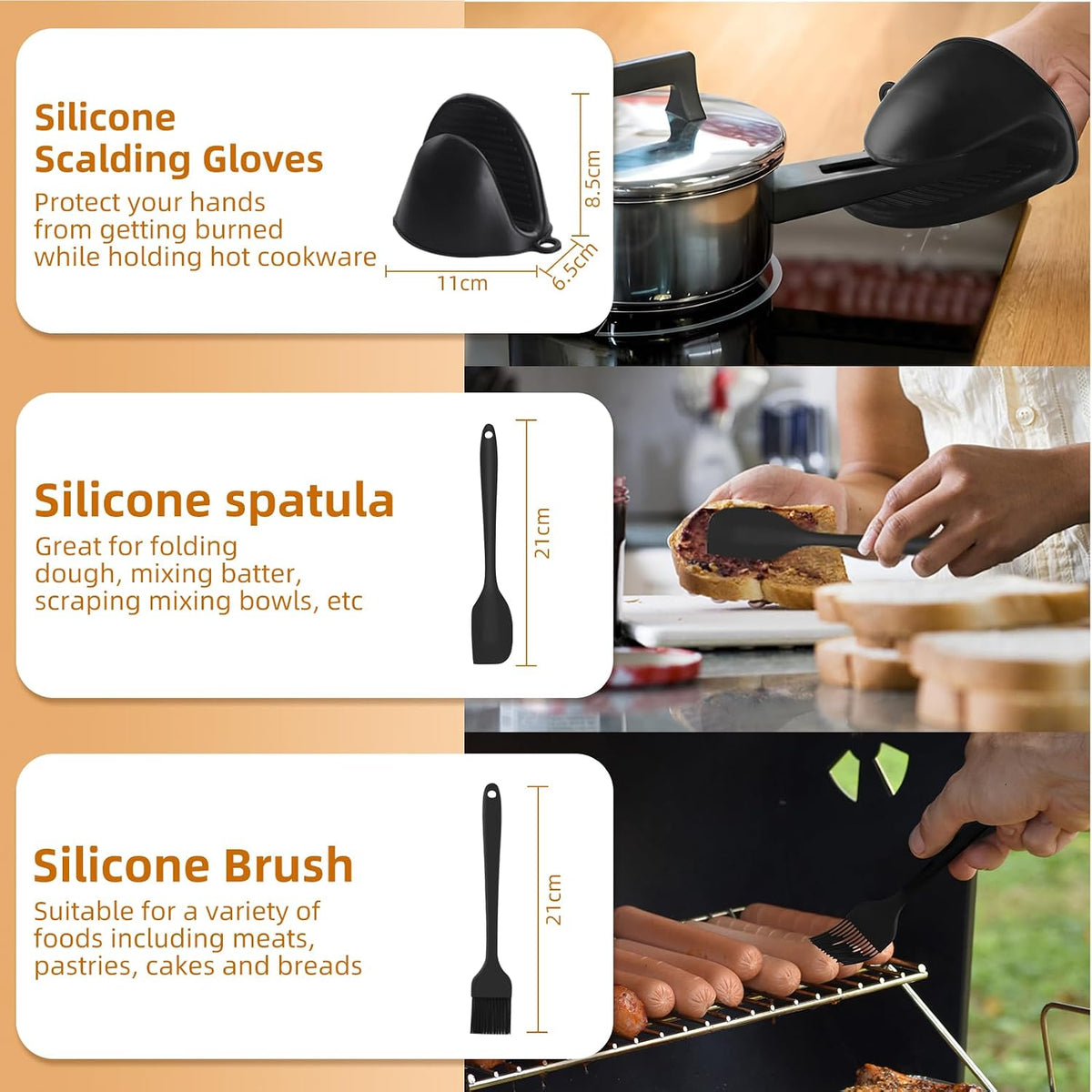 8-Piece Air Fryer Accessory Kit - Liner, Rack & Gloves