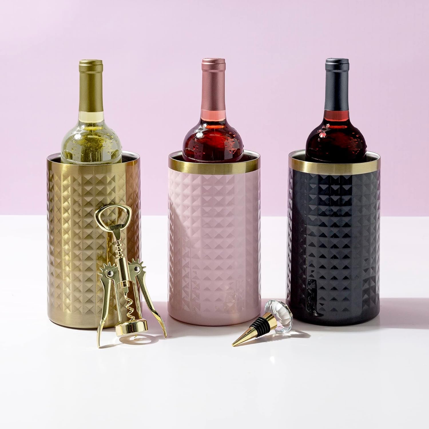 Wine Chiller Gift Set - Insulated Sleeve, Corkscrew & Stopper