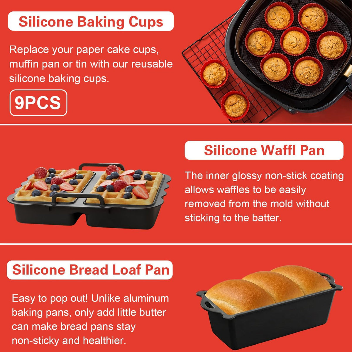 Air Fryer Accessory Set - Fits Cosori, Ninja & Chefman