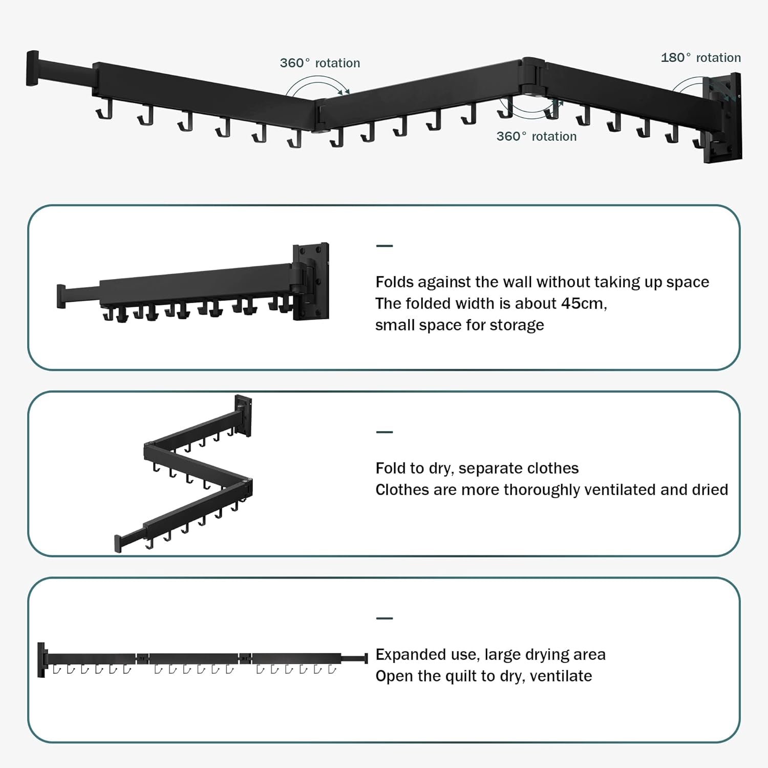 Wall-Mounted Folding Drying Rack - Space-Saving Laundry