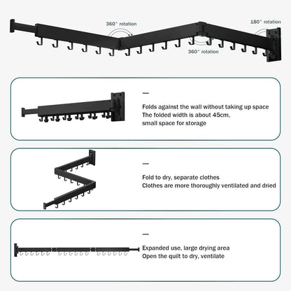 Wall-Mounted Folding Drying Rack - Space-Saving Laundry