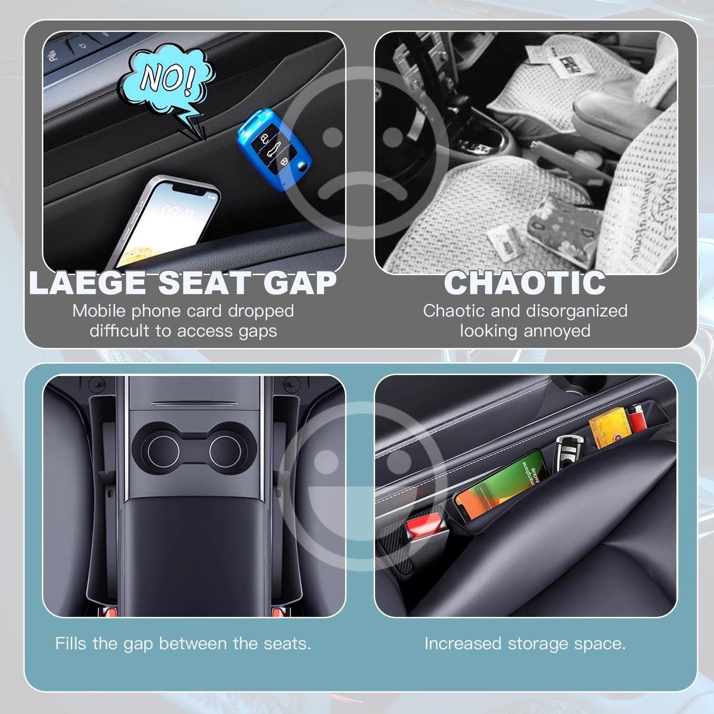 Car Seat Gap Filler Set - Stops Dropped Phones & Keys (2 Pack)
