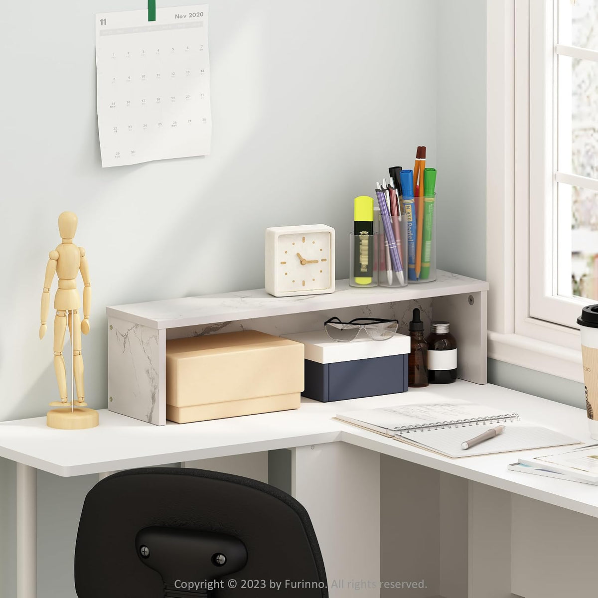 23In Desktop Organizer Shelf - Marble White