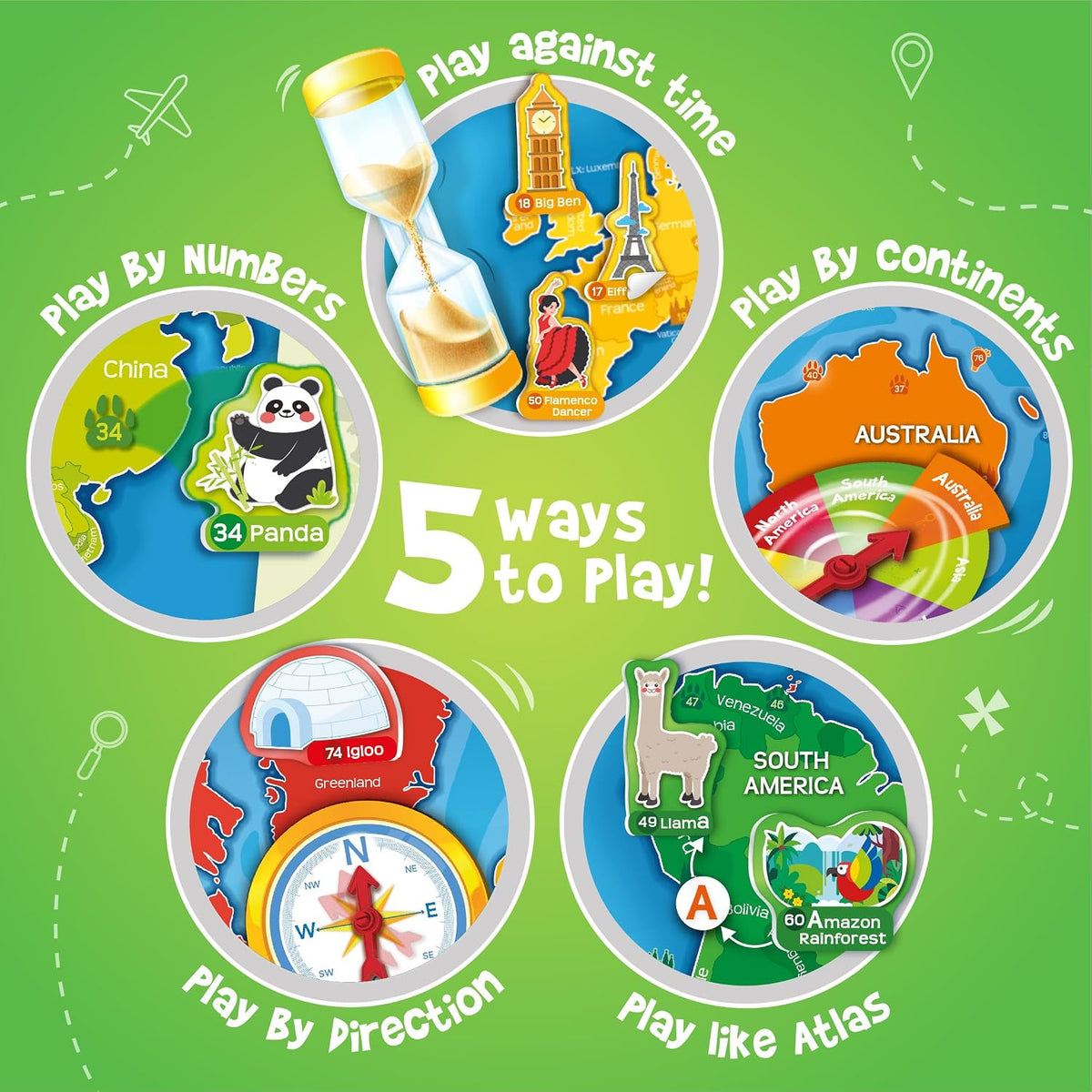 World Map with 100+ Reusable Stickers - Geography Kids Toy