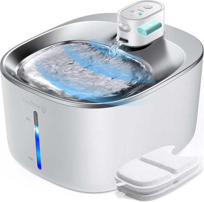 Wireless Cat Water Fountain - 135Oz, Motion Sensor, White