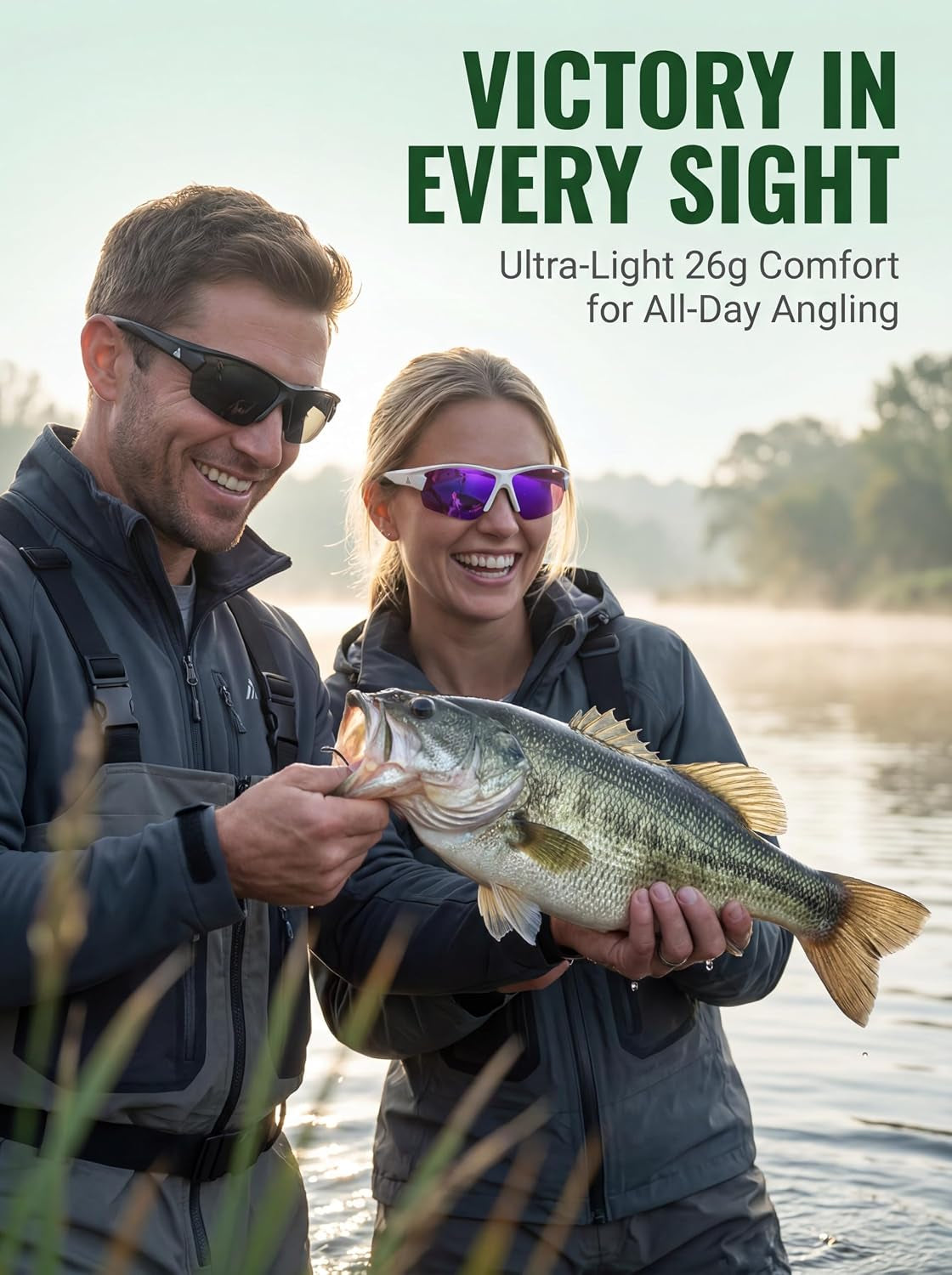 Polarized Sport Sunglasses - UV400, Anti-Slip Wrap Frame